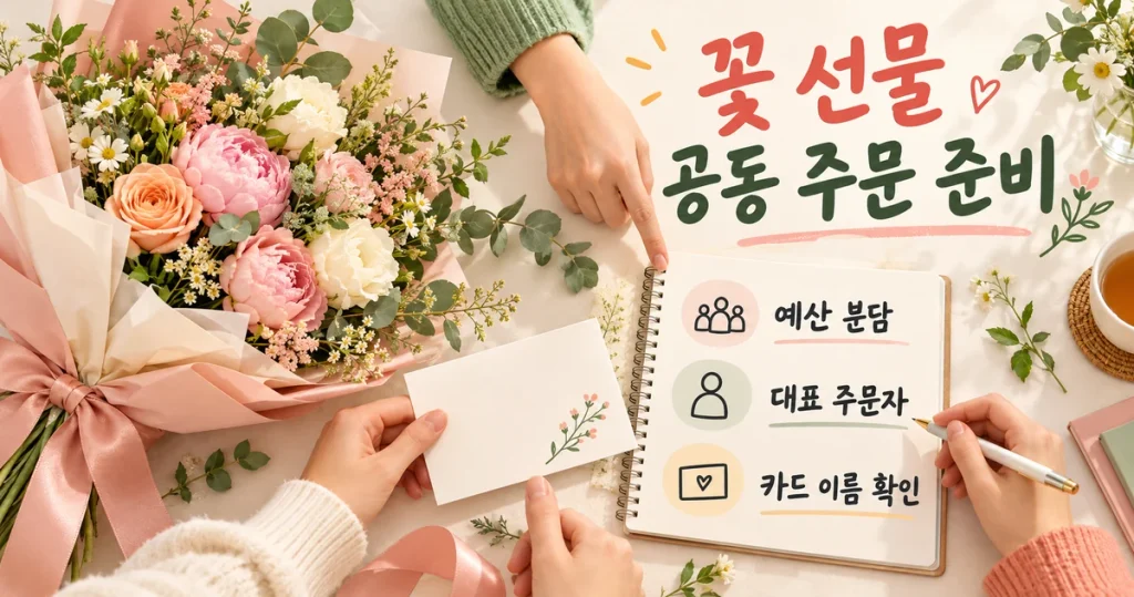 수원 꽃 선물 공동 주문 준비, 예산 분담·대표 주문자·카드 이름 정리