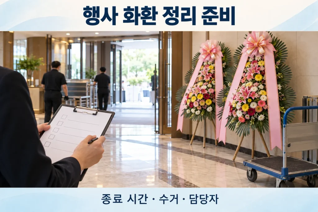 수원 행사 화환 정리 방법, 종료 후 수거·반출·담당자 확인
