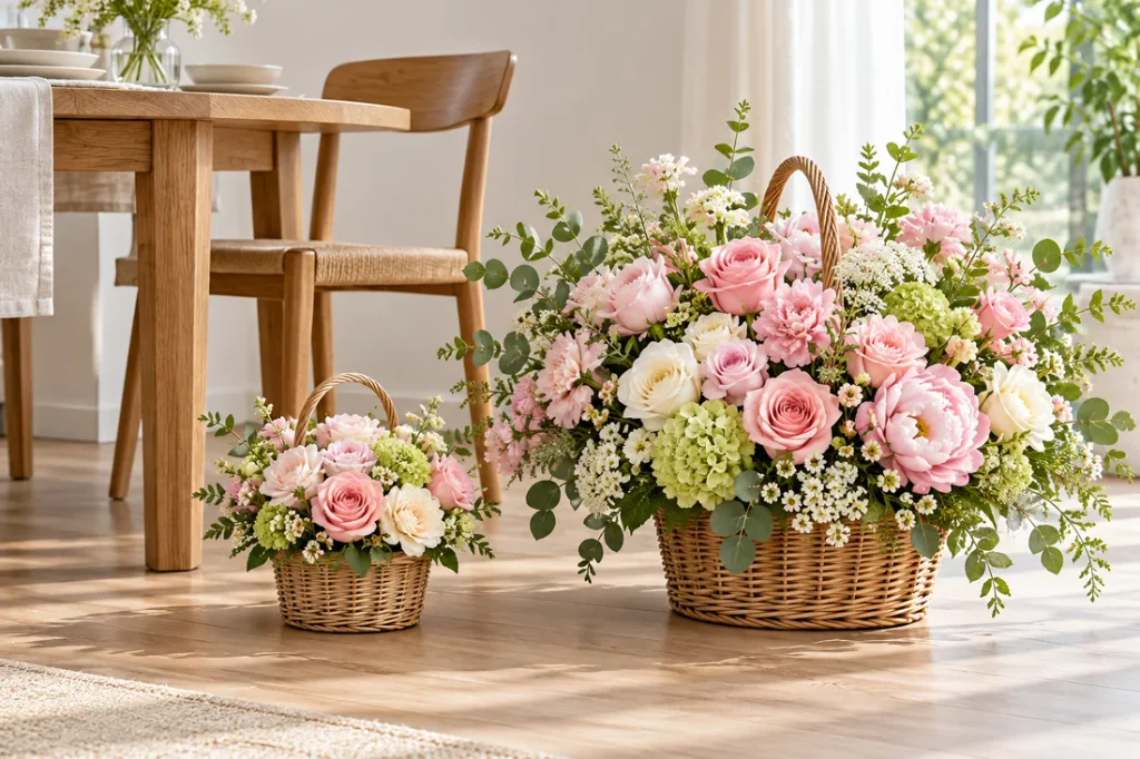 수원 작은 꽃바구니와 대형 꽃바구니, 놓을 공간에 맞게 고르기